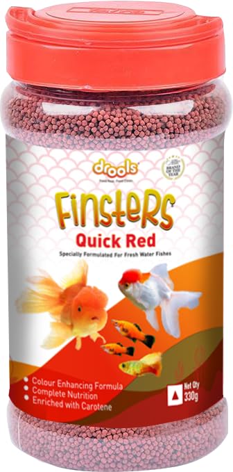 Drools Finsters Quick Red Fish Food, 330 Gms | Seafood Flavour | Colour-Enhancing Formula