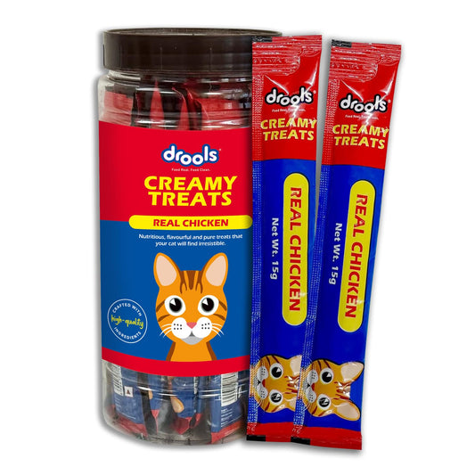 Drools All Life Stages Creamy Lickable Chicken Flavour Cat Treats, 25 Pieces (375Gms)