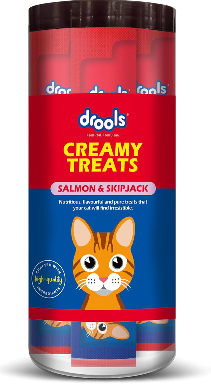 Drools All Life Stages Creamy Lickable Salmon & Skipjack Flavour Cat Treats, 25 Pieces (375Gms)