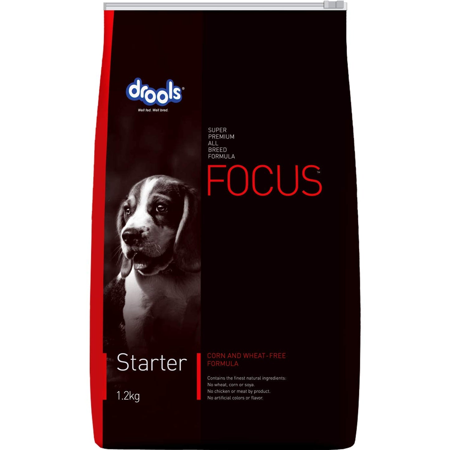Drools Focus Starter Super Premium Dry Dog Food, 1.2 KG Pack, Chicken Flavour