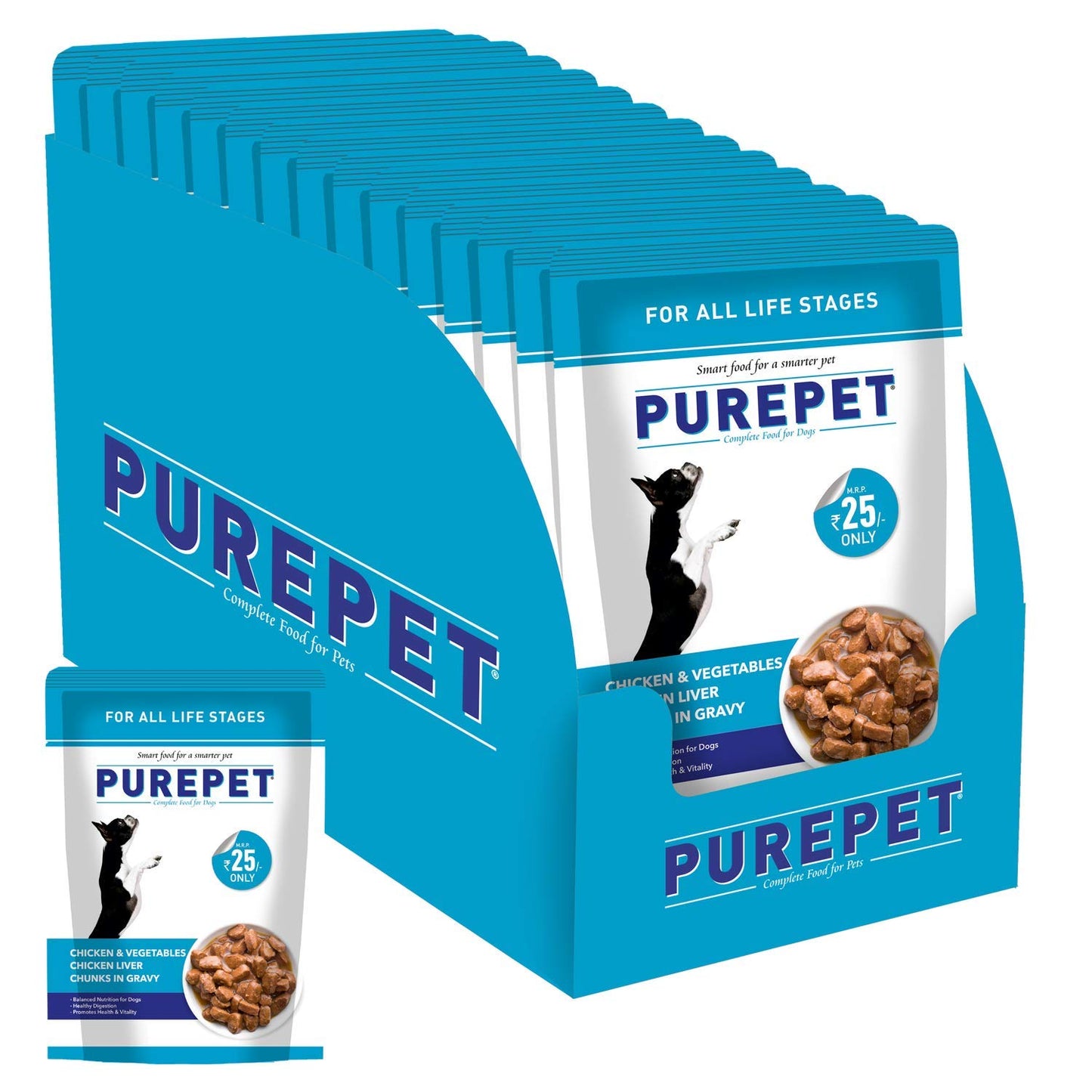 Purepet Wet Gravy Chunks Dog Food, Chicken and Veg Flavour, 70 GMs, 1 Pack