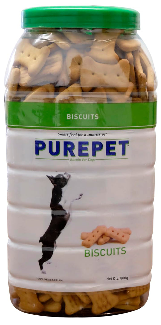 Purepet Dog Treats Biscuits, 800 GMs Pack, 100% Vegetable Flavour, Active Behavior