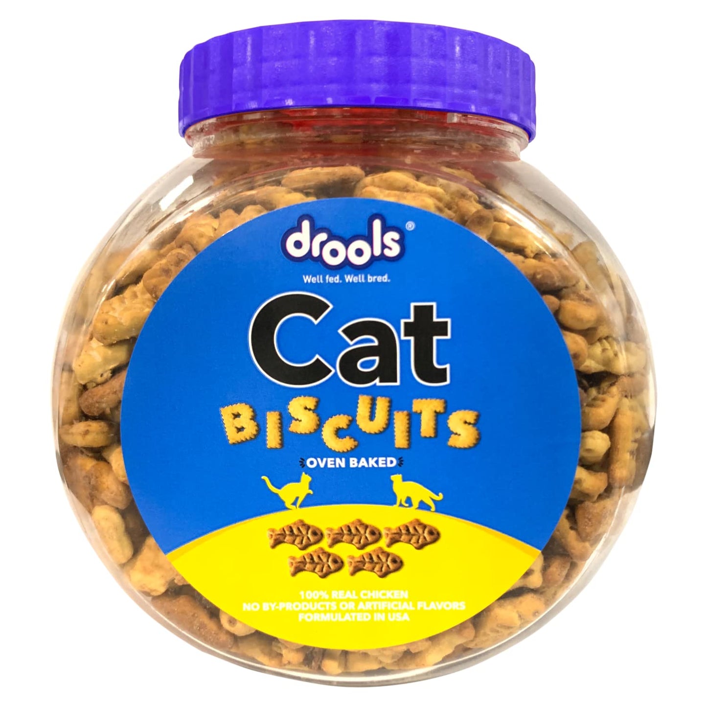 Drools Adult Cat Treat Biscuits 400g Jar, Real Chicken Flavour
