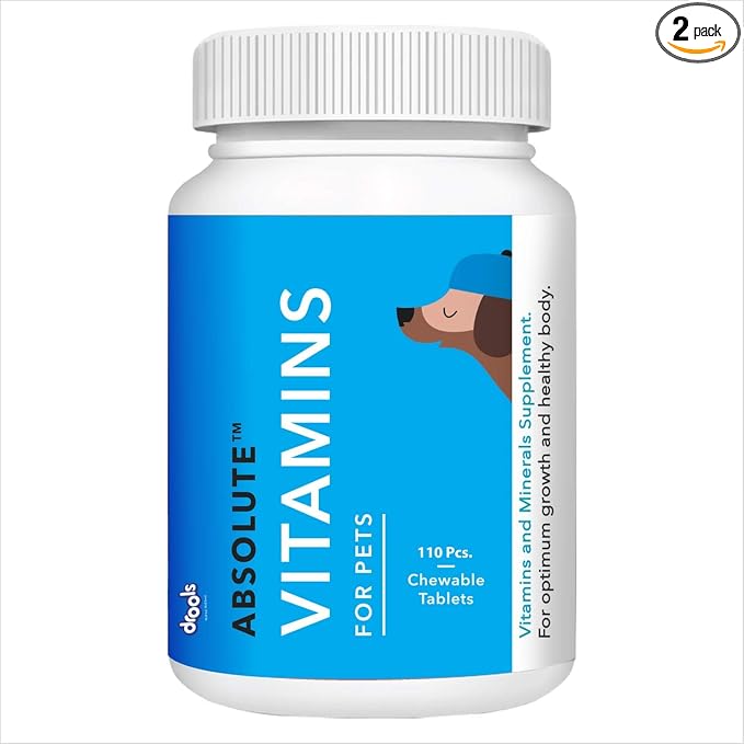 Drools Absolute Dog Vitamin Supplement Tablets 400g, 110 Pieces, Chicken Flavour