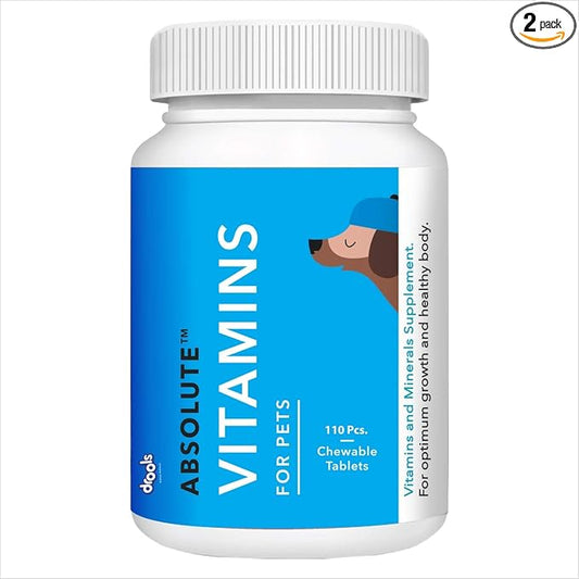 Drools Absolute Dog Vitamin Supplement Tablets 400g, 110 Pieces, Chicken Flavour