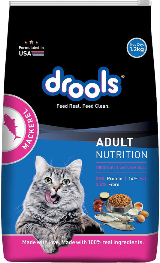 Drools Adult Dry Cat Food, Mackerel Flavour, 1.2kg Pack