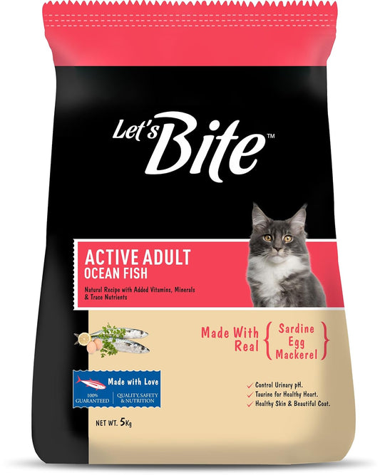 Let's Bite Active Adult Dry Cat Food, Ocean Fish, 5 KG Pack