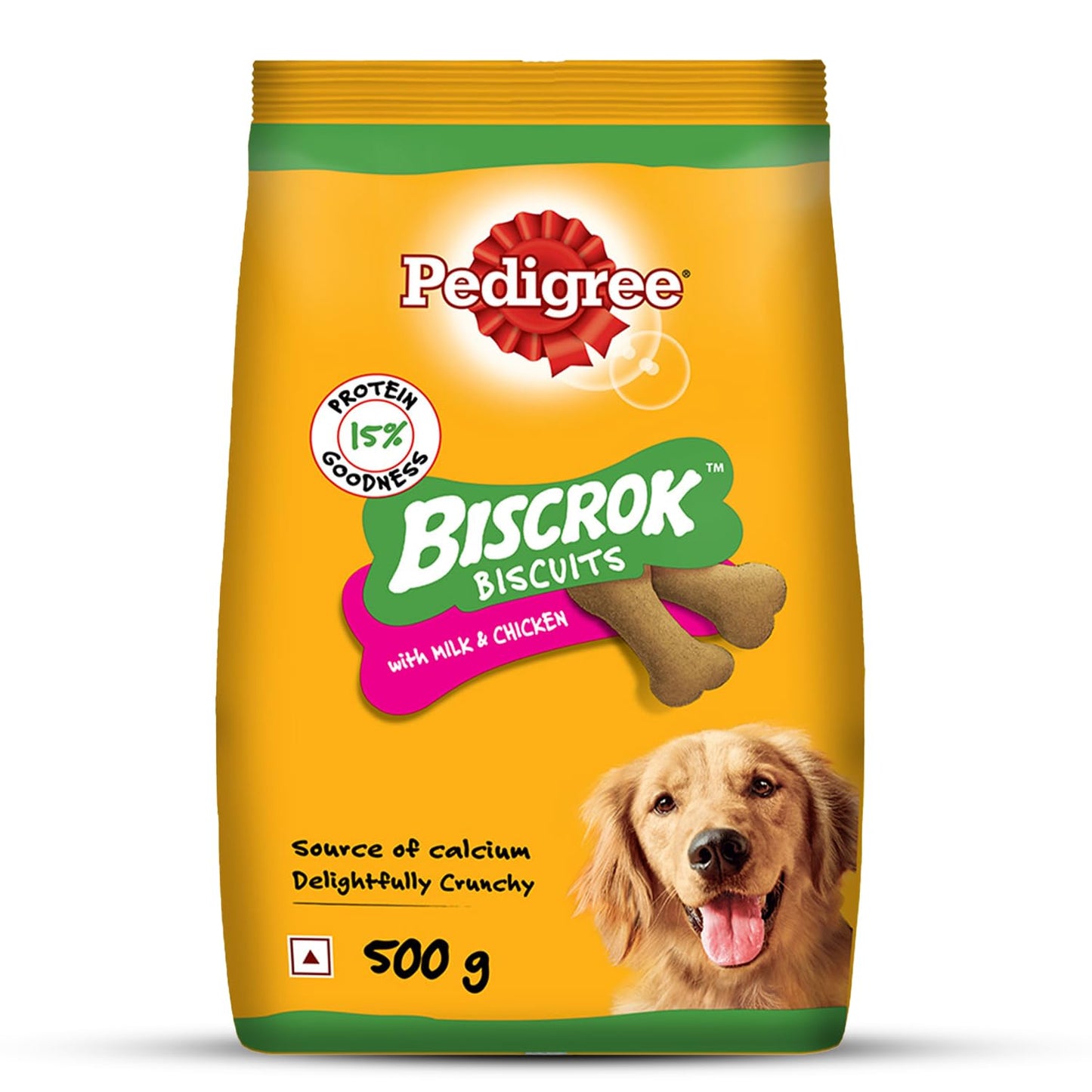 Pedigree Biscrok Biscuits - Dog Treats, Chicken with Milk Flavour, 500 GMs