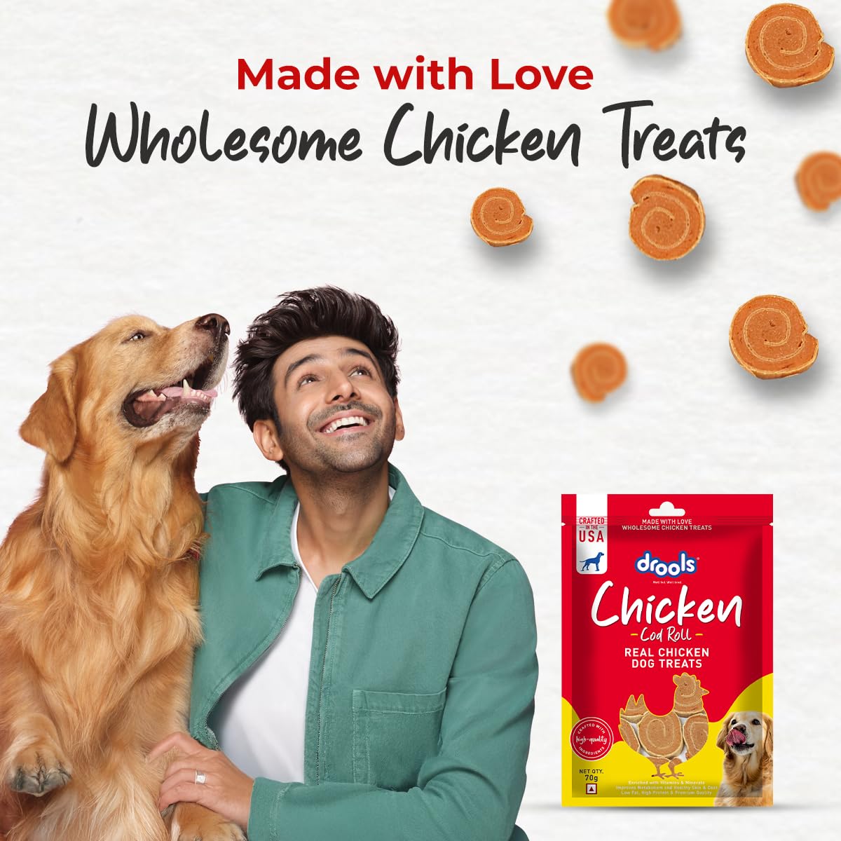 Drools Adult & Puppy Dog Cod Roll Treats 70G, Real Chicken Flavour