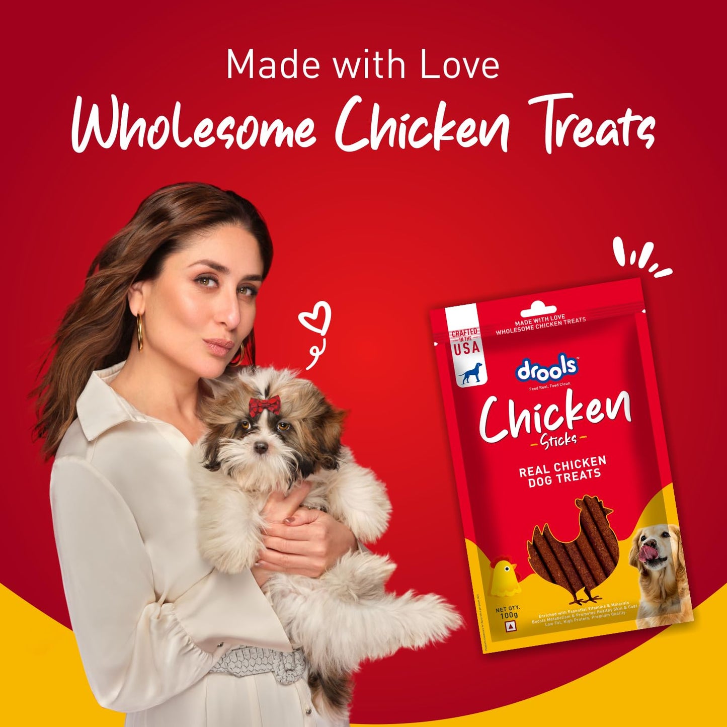 Drools Puppy & Adult Dog Treats, Real Chicken Flavour Sticks, 100 GMs Pack, Rich in Protein