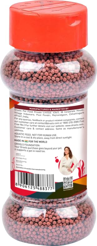 Drools Finsters Quick Red Fish Food, 100 Gms | Seafood Flavour | Colour-Enhancing Formula