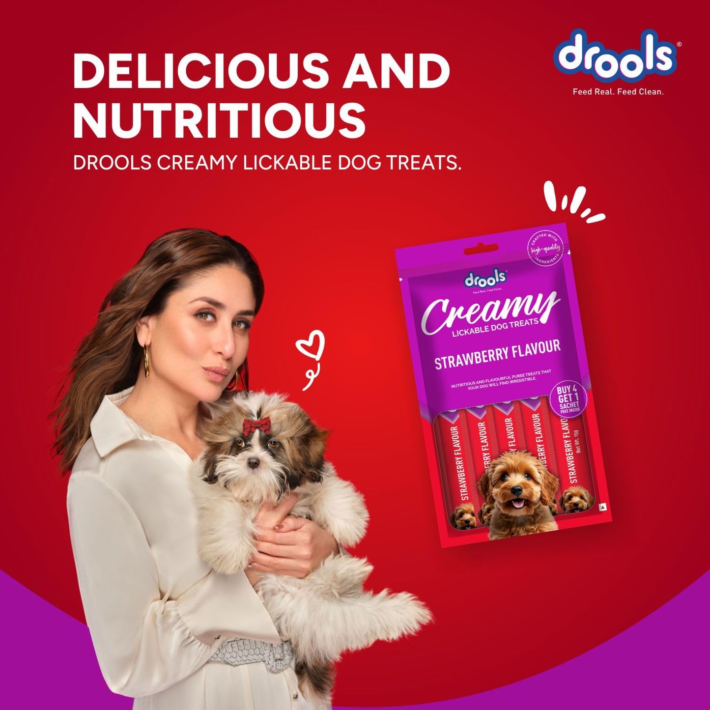 Drools All Stages Dog Treat  Strawberry Flavour Creamy 5 Sticks, 75 Gms
