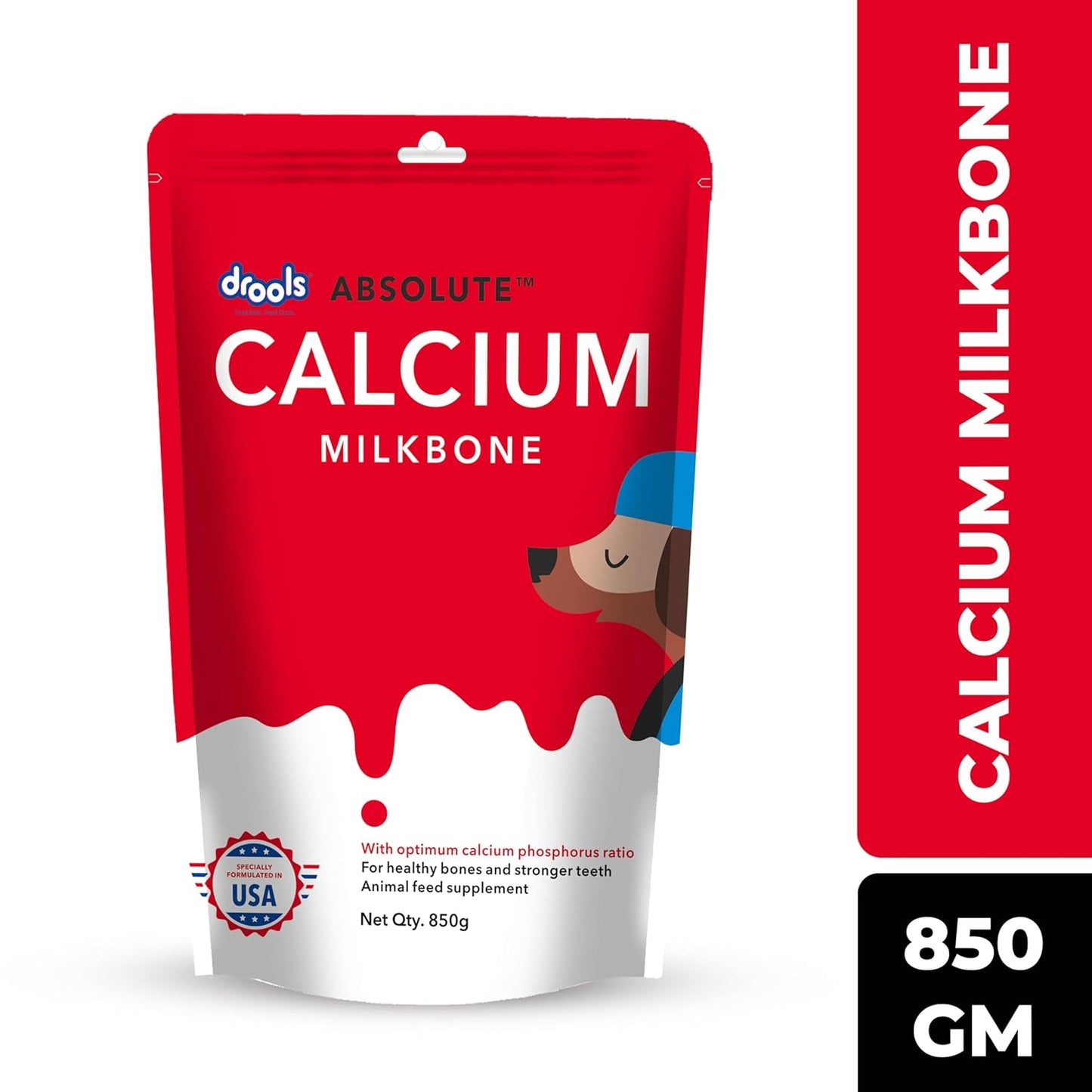 Drools Absolute Milk Bone Dog Treats 850G, Calcium Flavour, Dental Care