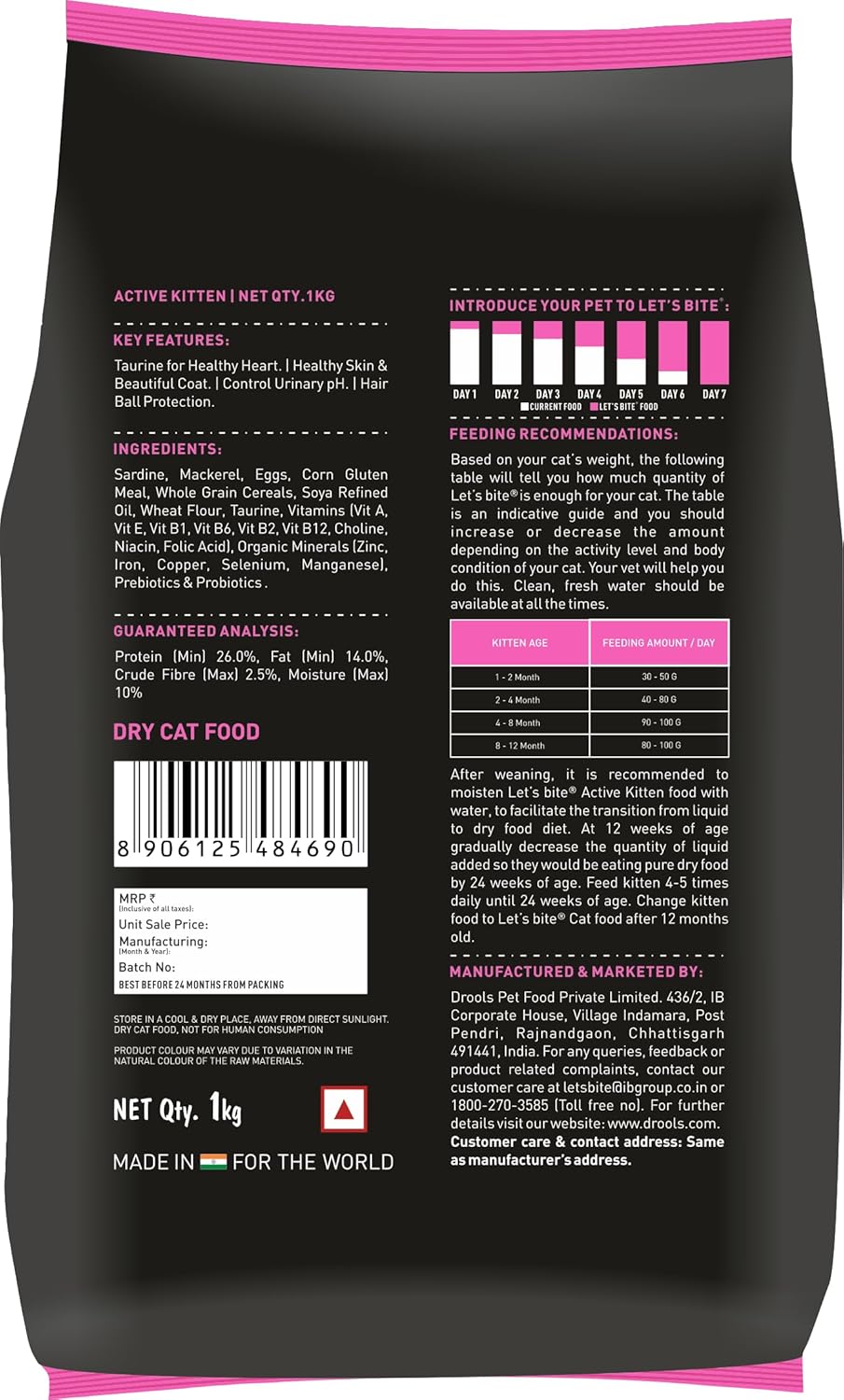 Let's Bite Active Kitten Dry Cat Food, 1 KG
