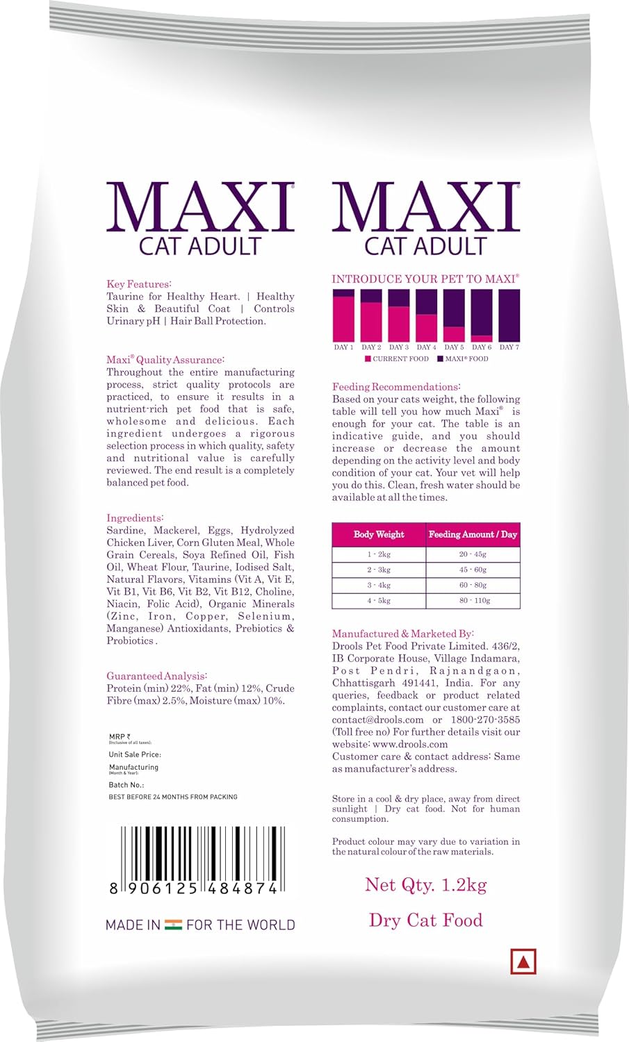 Maxi Ocean Fish Dry Adult Cat Food, 1.2 KG