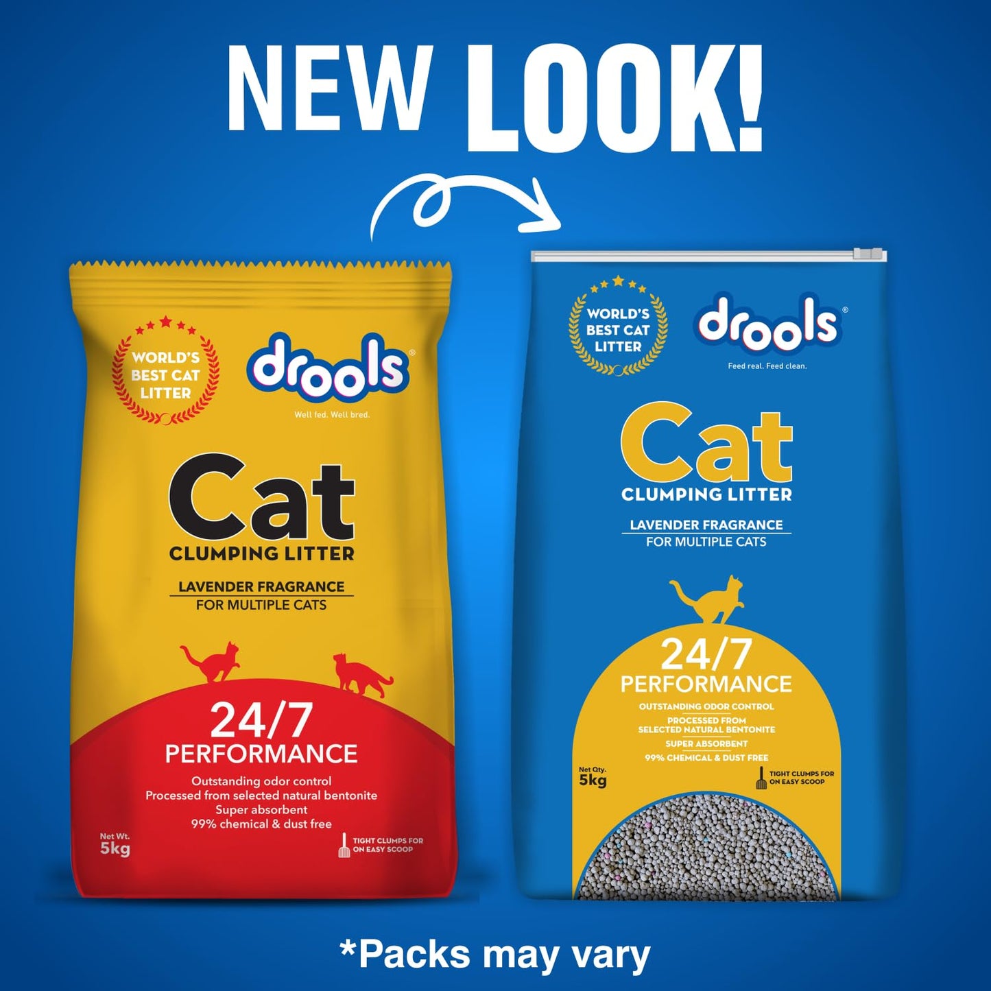 Drools Cat Litter, For multiple cat breeds, Natural Bentonite, 5kg Pack, Lavender Flavour