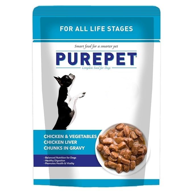 Purepet Wet Gravy Chunks Dog Food, Chicken and Veg Flavour, 70 GMs, 1 Pack