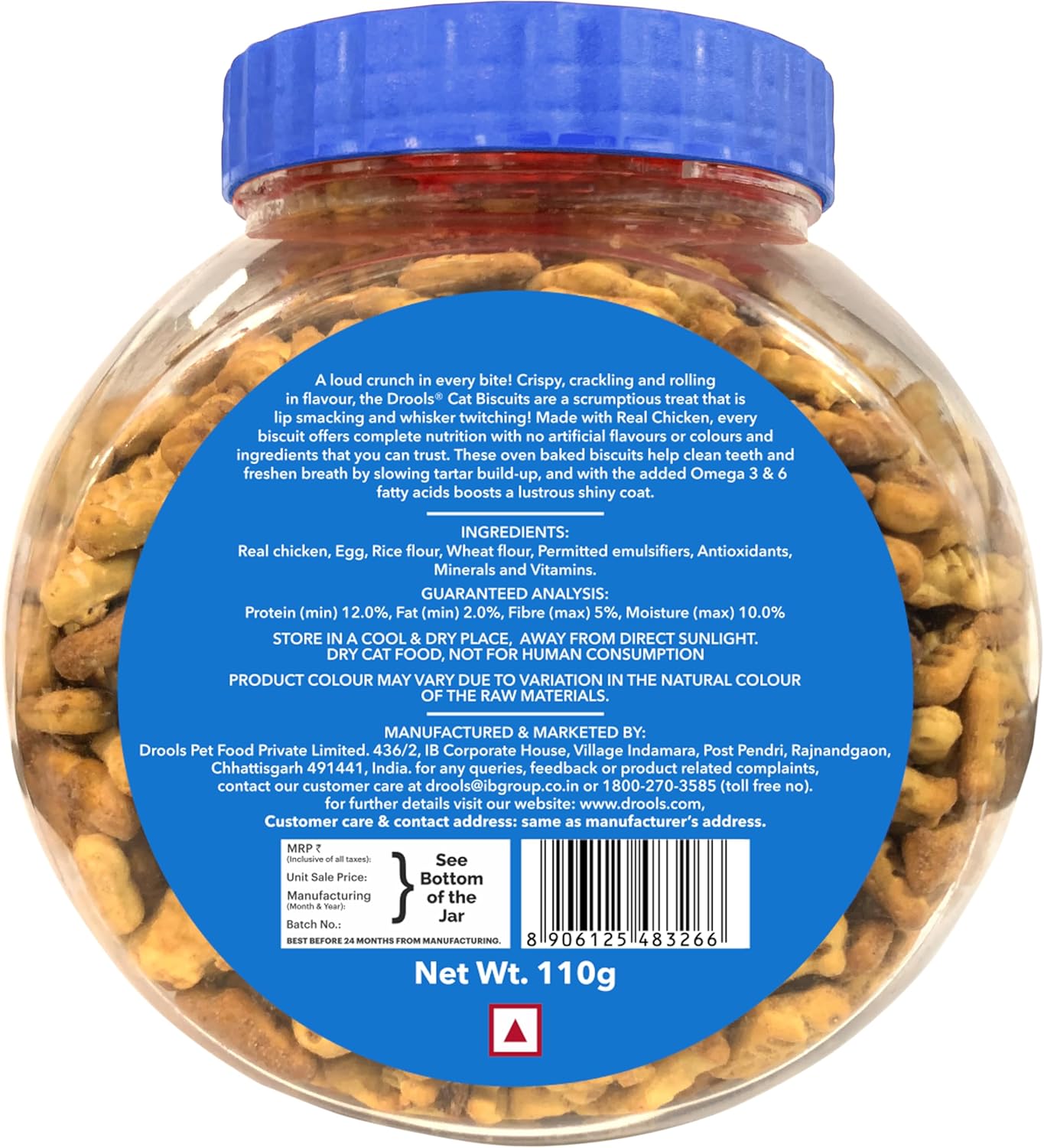 Drools All Life Stages, Chicken Flavour Cat Biscuit, 110g Jar