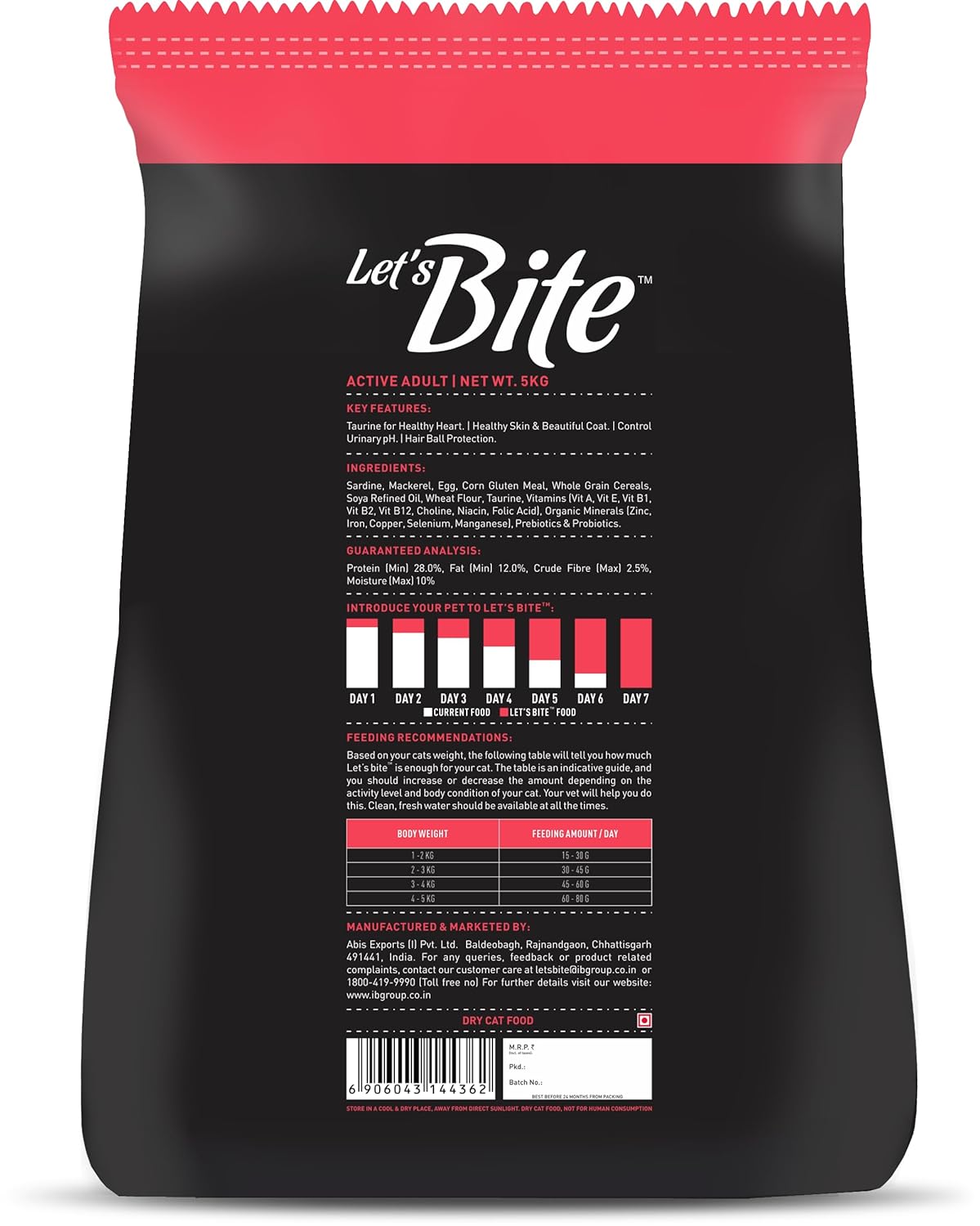 Let's Bite Active Adult Dry Cat Food, Ocean Fish, 5 KG Pack