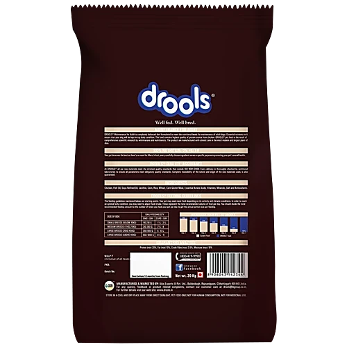 Drools Maintenance Adult Dog Dry Food, 20 KG Pack