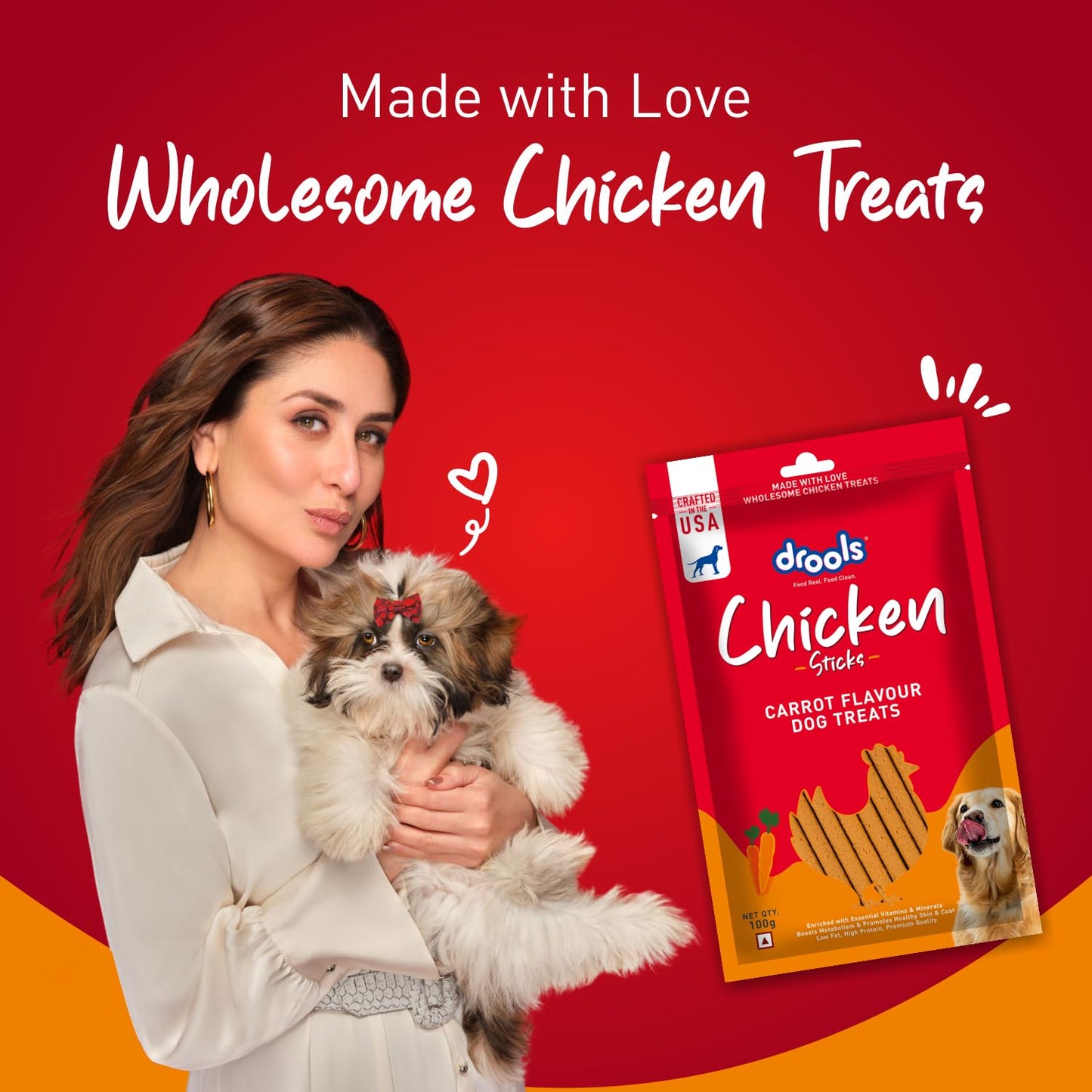 Drools Puppy & Adult Dog Treats, Chicken Carrot Flavour Sticks, 100 GMs Pack,  Rich in Protein