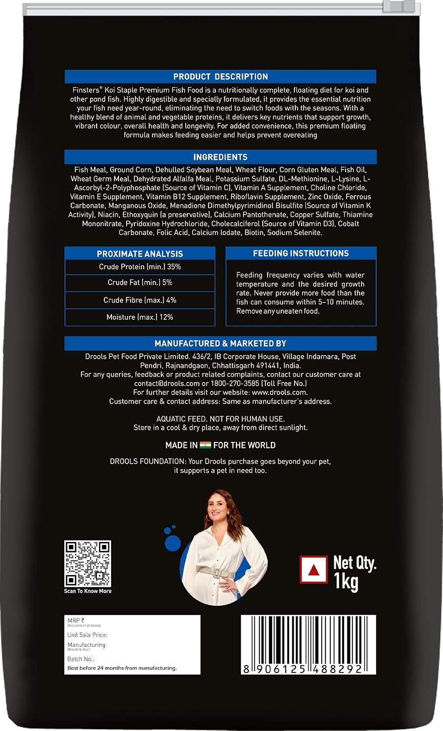 Drools Finsters Koi Food Staple 1 KG Pouch