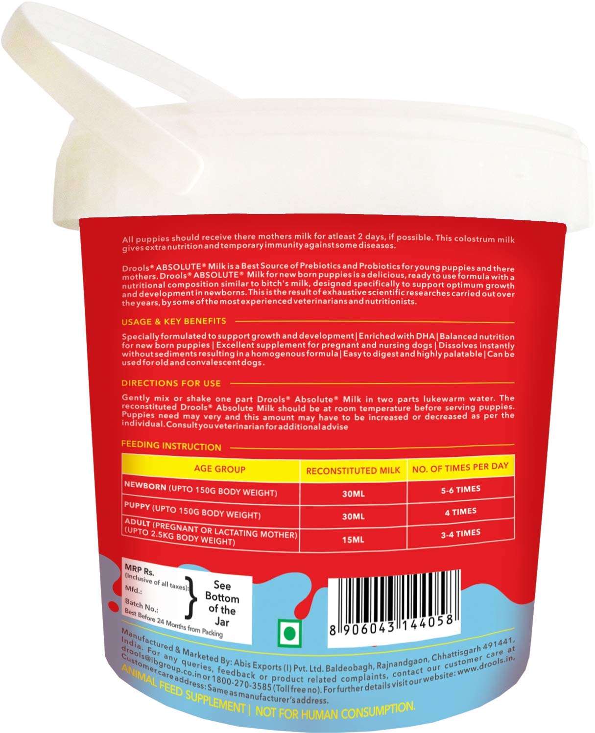 Drools Absolute Liquid Milk For Newborn Puppy Dog, 500G Pack