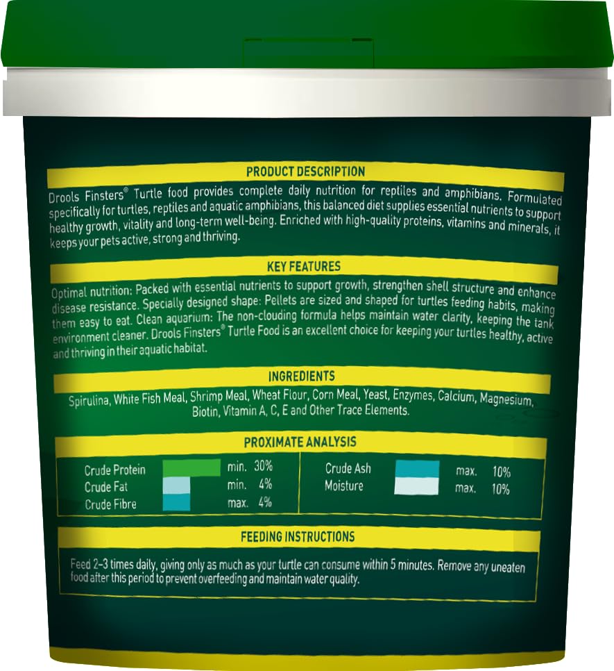 Drools Finsters Turtle Food, 500 GMs., Seafood Flavour, High-Quality Protein, Easy Feeding