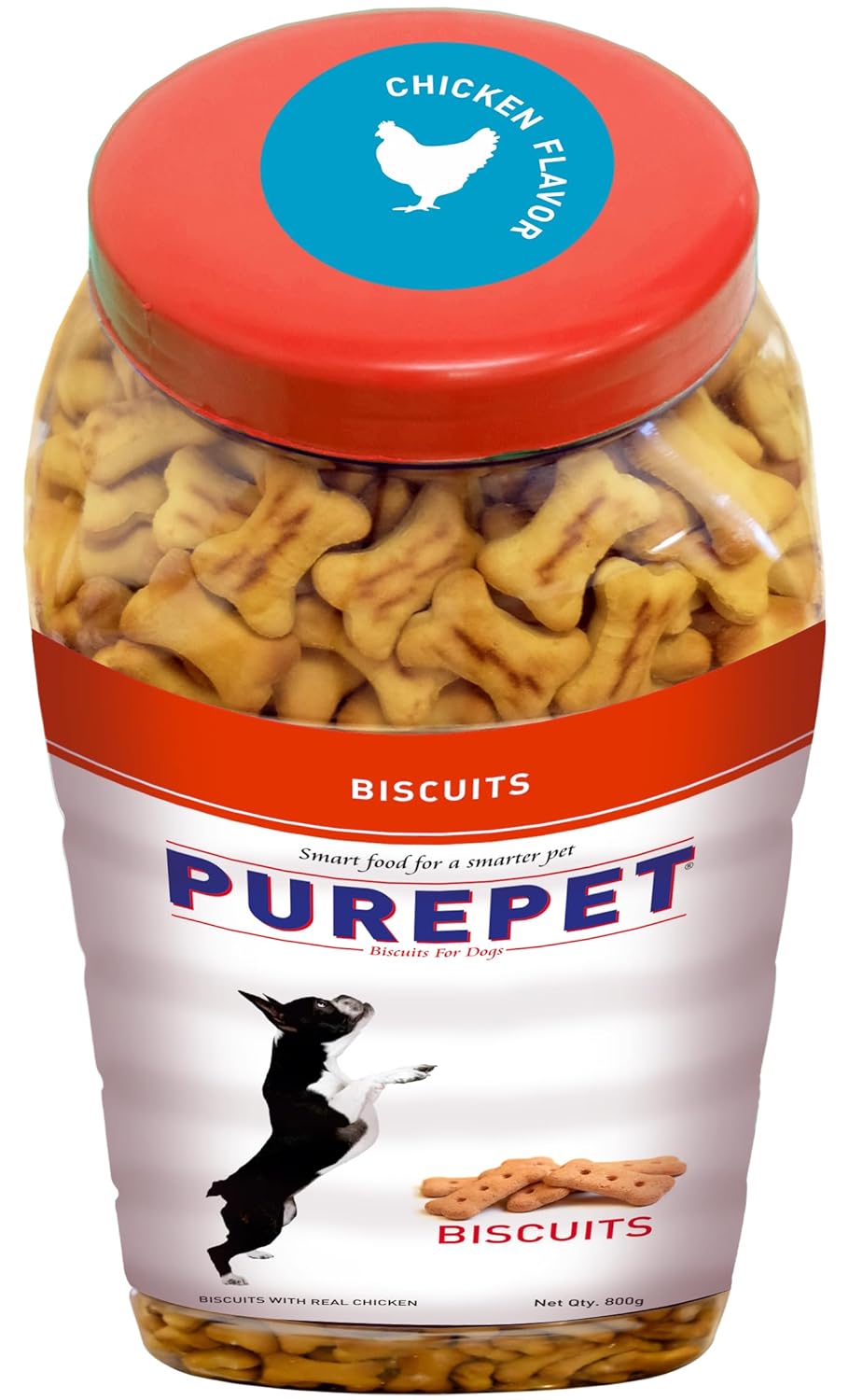 Purepet Dog Treats Biscuits, 800 GMs Pack, Real Chicken Flavour, Active Behavior