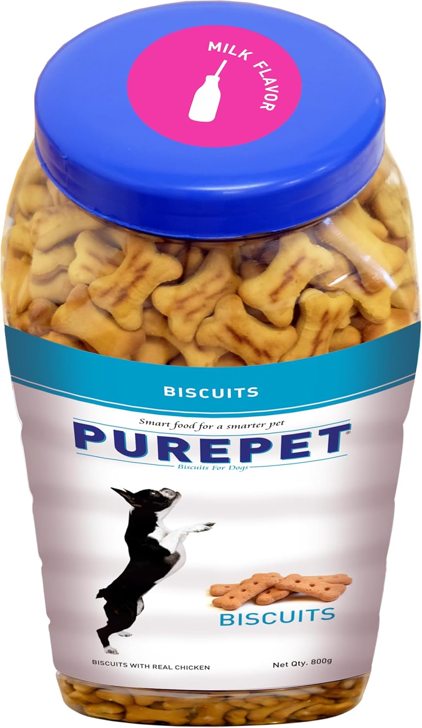 Purepet Dog Treats Biscuits, 800 GMs Pack, Milk Flavour, Active Behavior