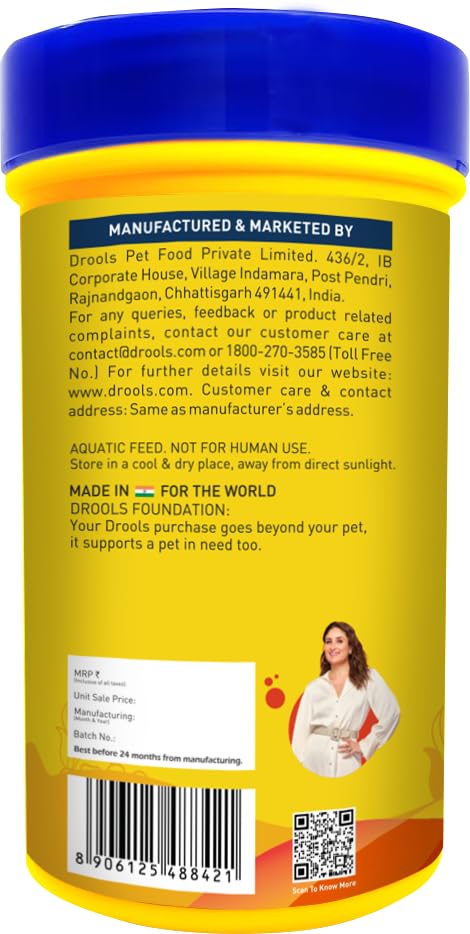 Drools Finsters Bits Fish Food, 350 Gms Pack, Seafood Flavour, High-Protein Formula