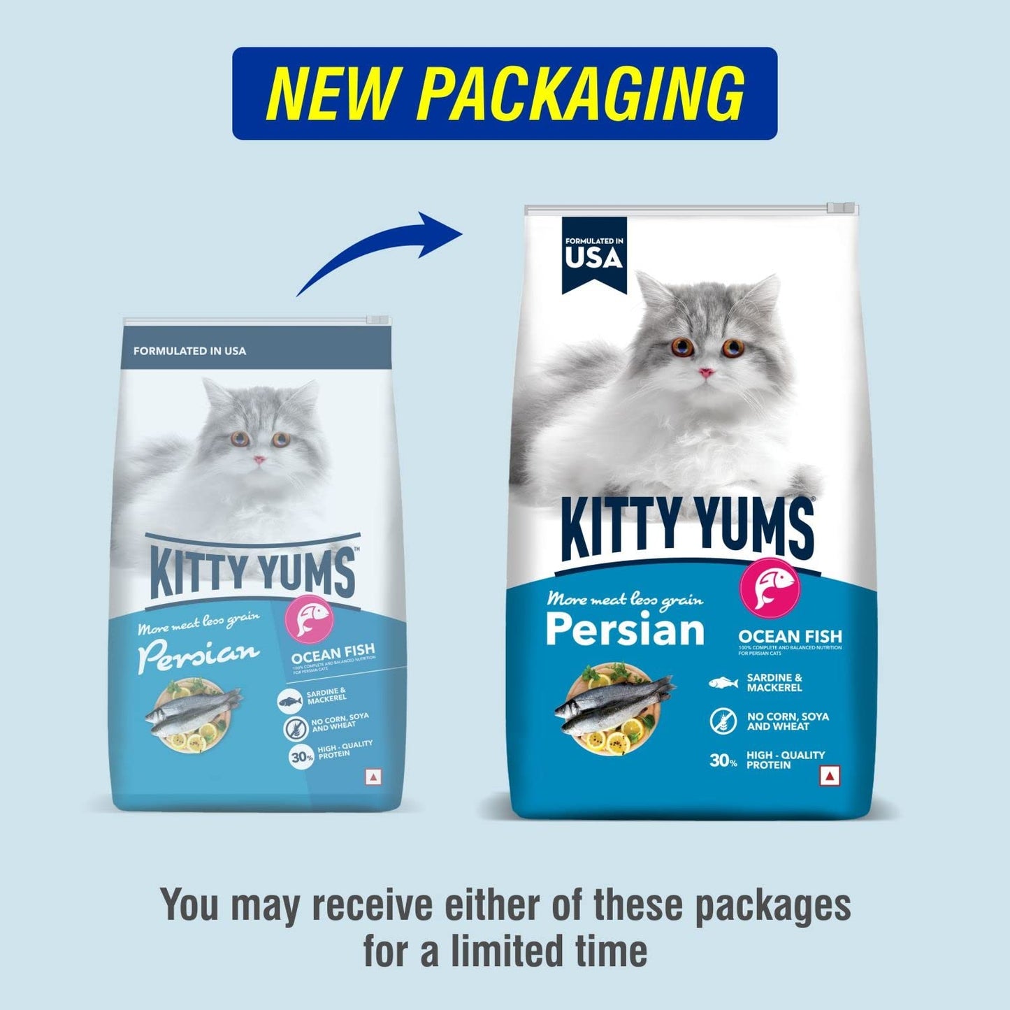 Kitty Yums Adult Persian Dry Cat Food, 3 KG Pack, Ocean Fish Flavour