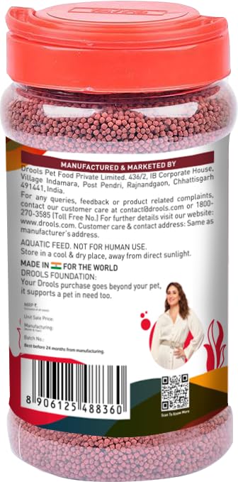 Drools Finsters Quick Red Fish Food, 330 Gms | Seafood Flavour | Colour-Enhancing Formula