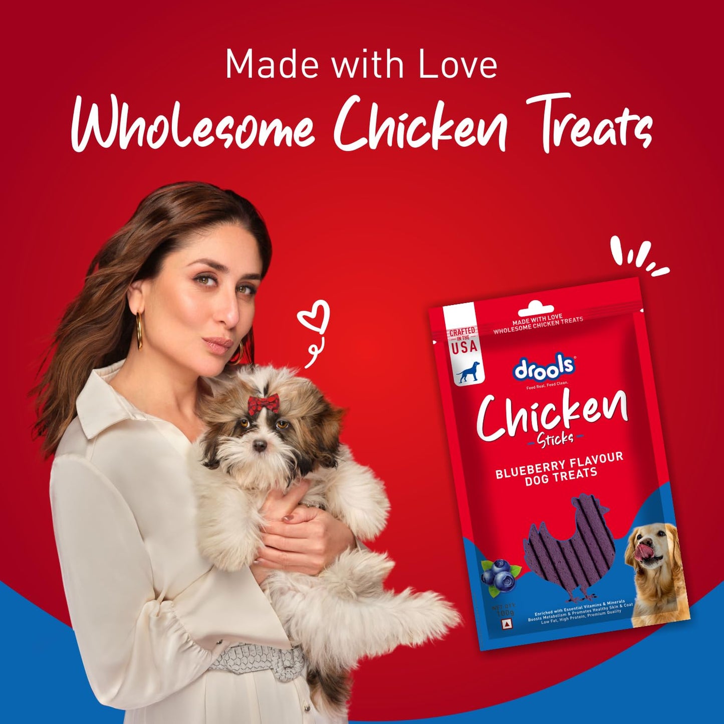 Drools Puppy & Adult Dog Treats, Blueberry Flavour Sticks, 100 GMs Pack,  Rich in Protein
