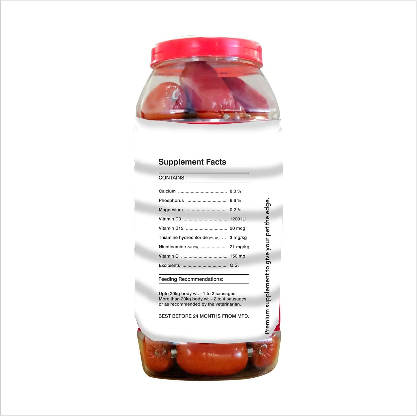 Drools Absolute Dog Supplement Sausage Jar - 18 Pieces,  Calcium Flavour