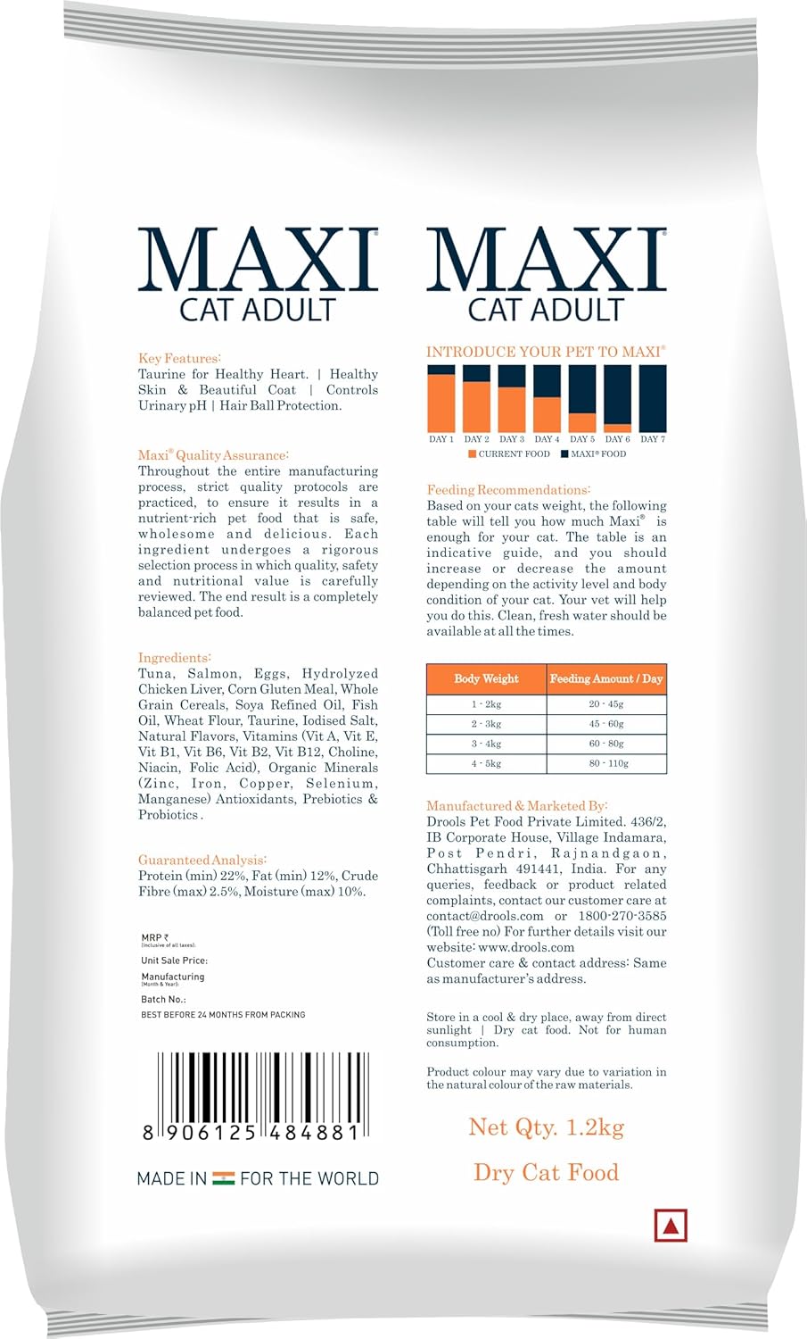 Maxi Tuna & Salmon Dry Adult Cat Food, 1.2 KG (Copy)