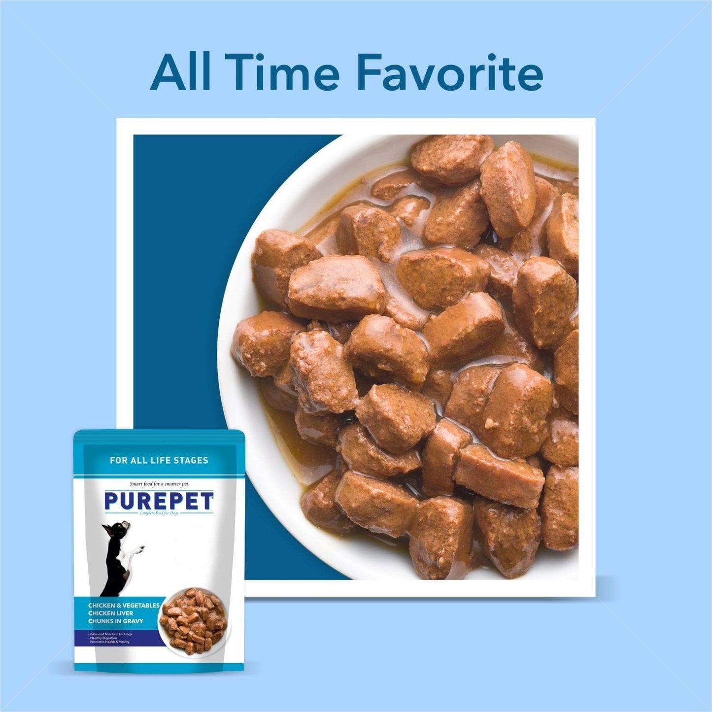 Purepet Wet Gravy Chunks Dog Food, Chicken and Veg Flavour, 70 GMs, 1 Pack