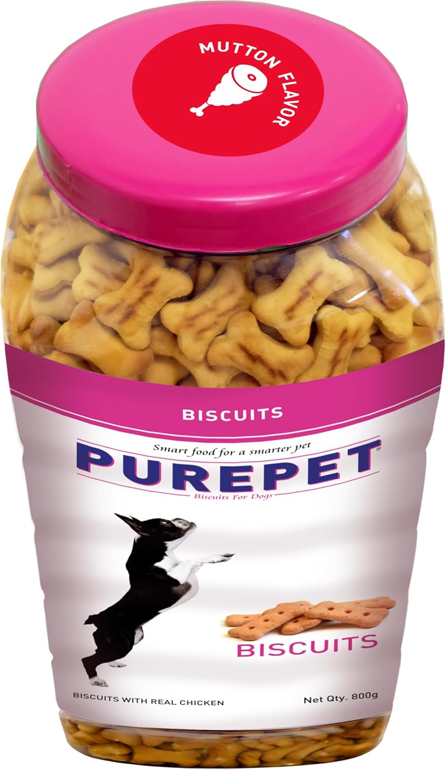 Purepet Dog Treats Biscuits, 800 GMs Pack, Mutton Flavour, Active Behavior