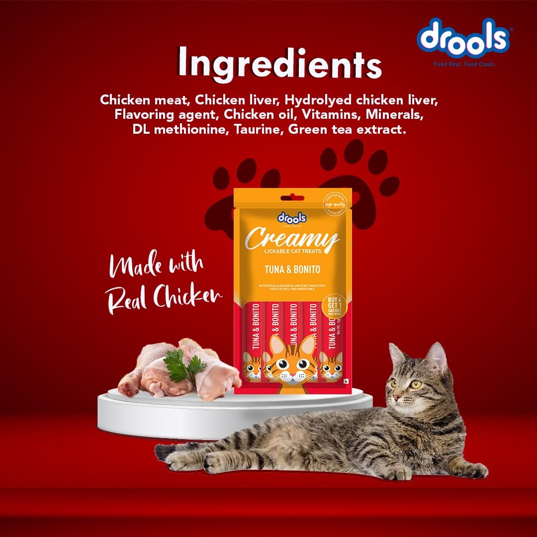 Drools All Life Stages Creamy Lickable Tuna & Bonito Flavour Cat Treat 75 Gms