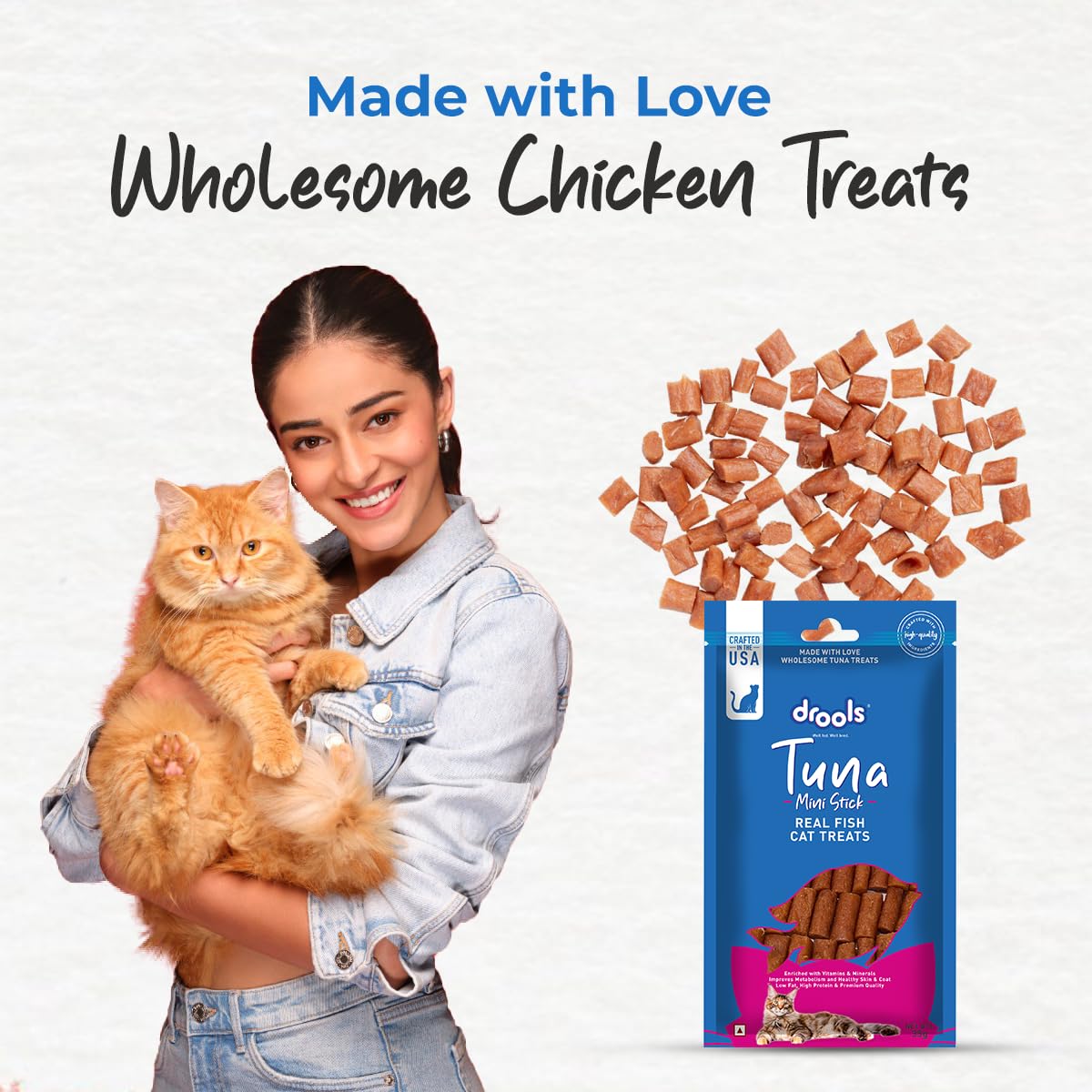 Drools Kitten & Adult Mini Sticks, Real Tuna Flavour, Cat Treats, 35 Gms