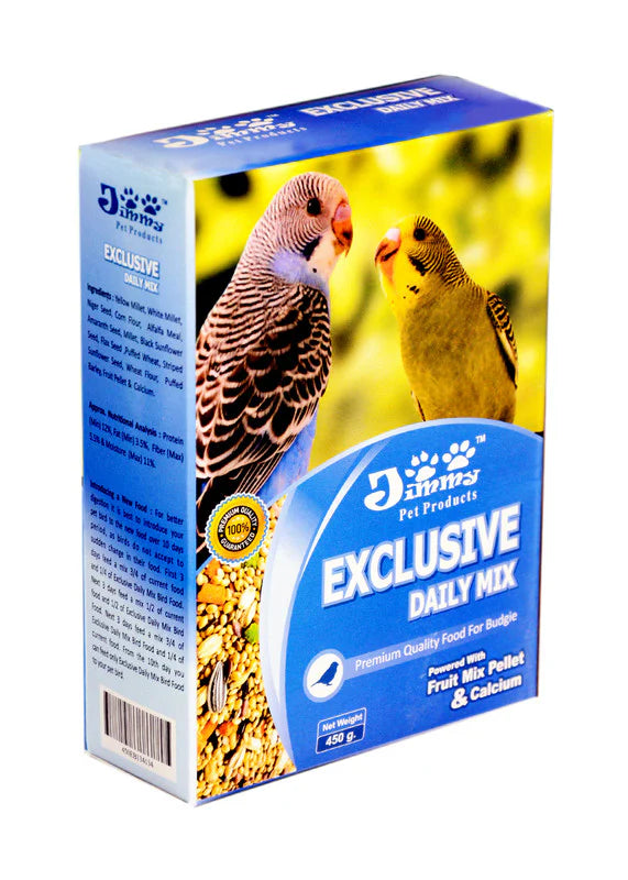 JiMMy's Budgie Food Exclusive Daily Mix Bird Food for Budgies, 450 GMs Pack
