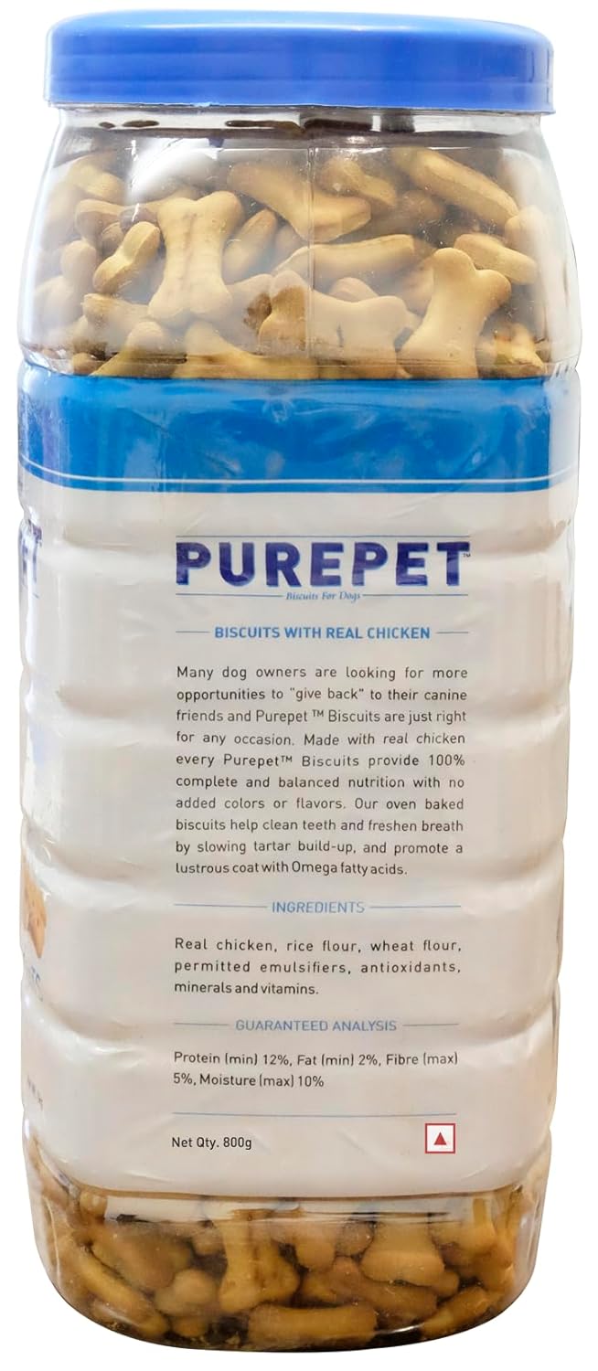 Purepet Dog Treats Biscuits, 800 GMs Pack, Milk Flavour, Active Behavior