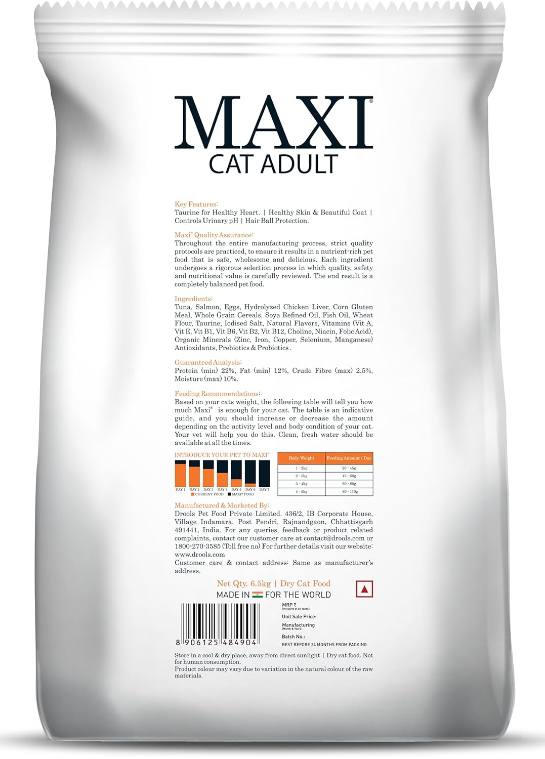 Maxi Tuna & Salmon Dry Adult Cat Food, 6.5 KG