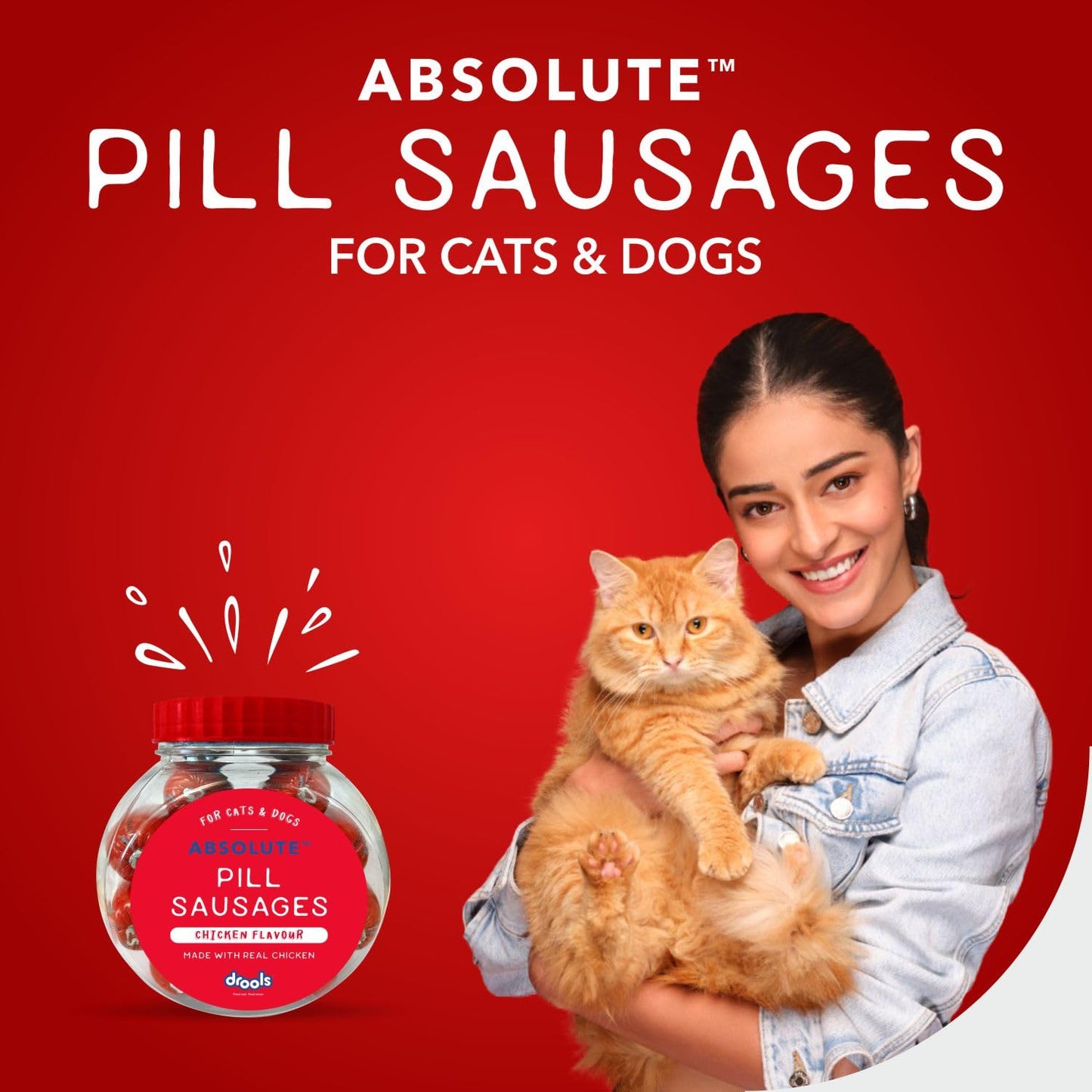 Drools Absolute Pill Sausages 28 Pieces, Chicken Flavour, For Cats & Dogs