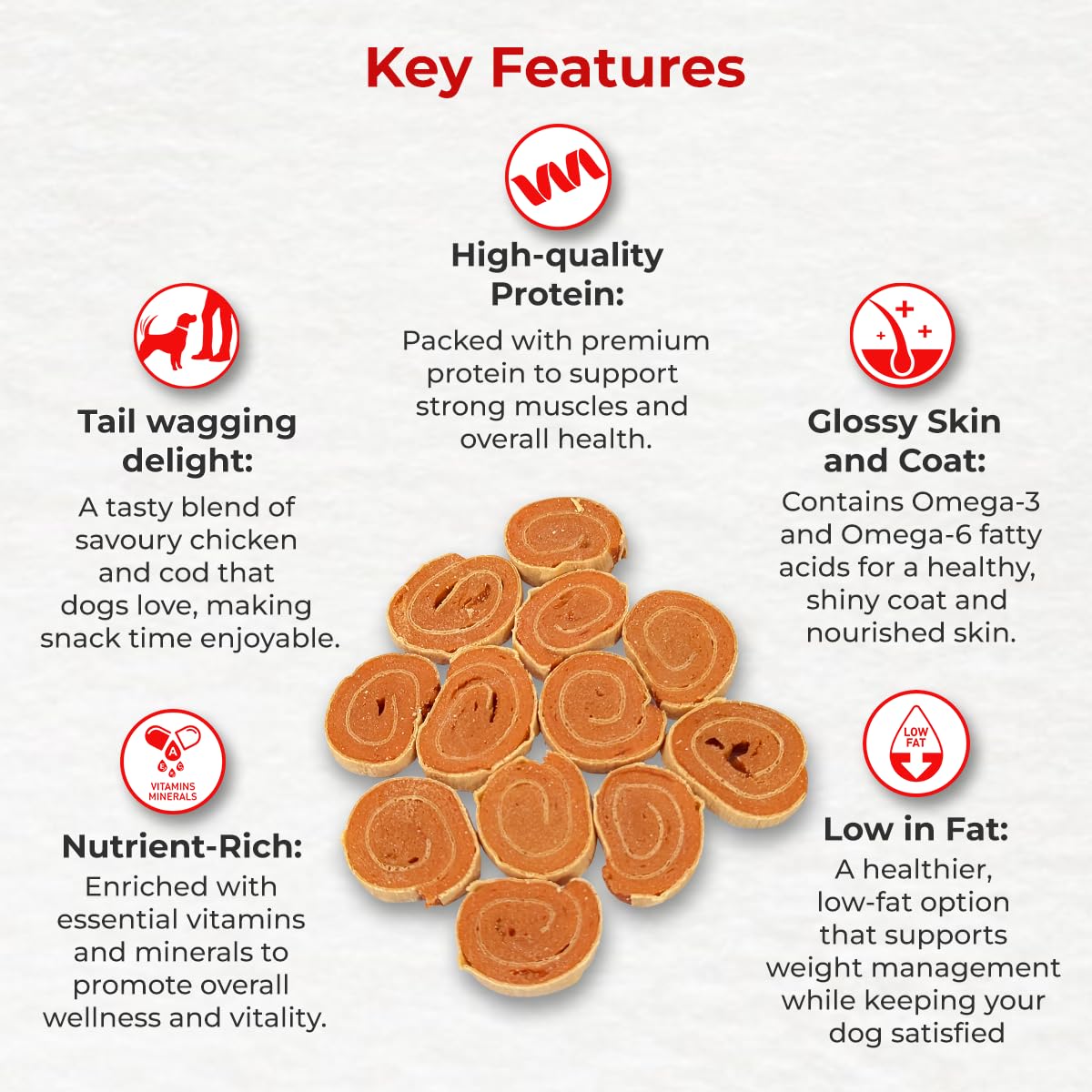 Drools Adult & Puppy Dog Cod Roll Treats 70G, Real Chicken Flavour