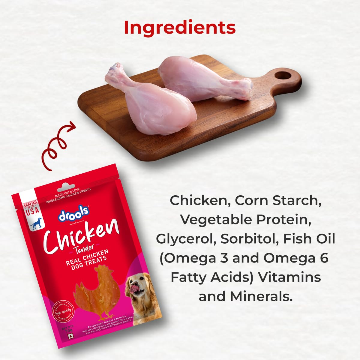 Drools Puppy & Adult Tender, Real Chicken Flavour Dog Treats, 70 Gms Pack