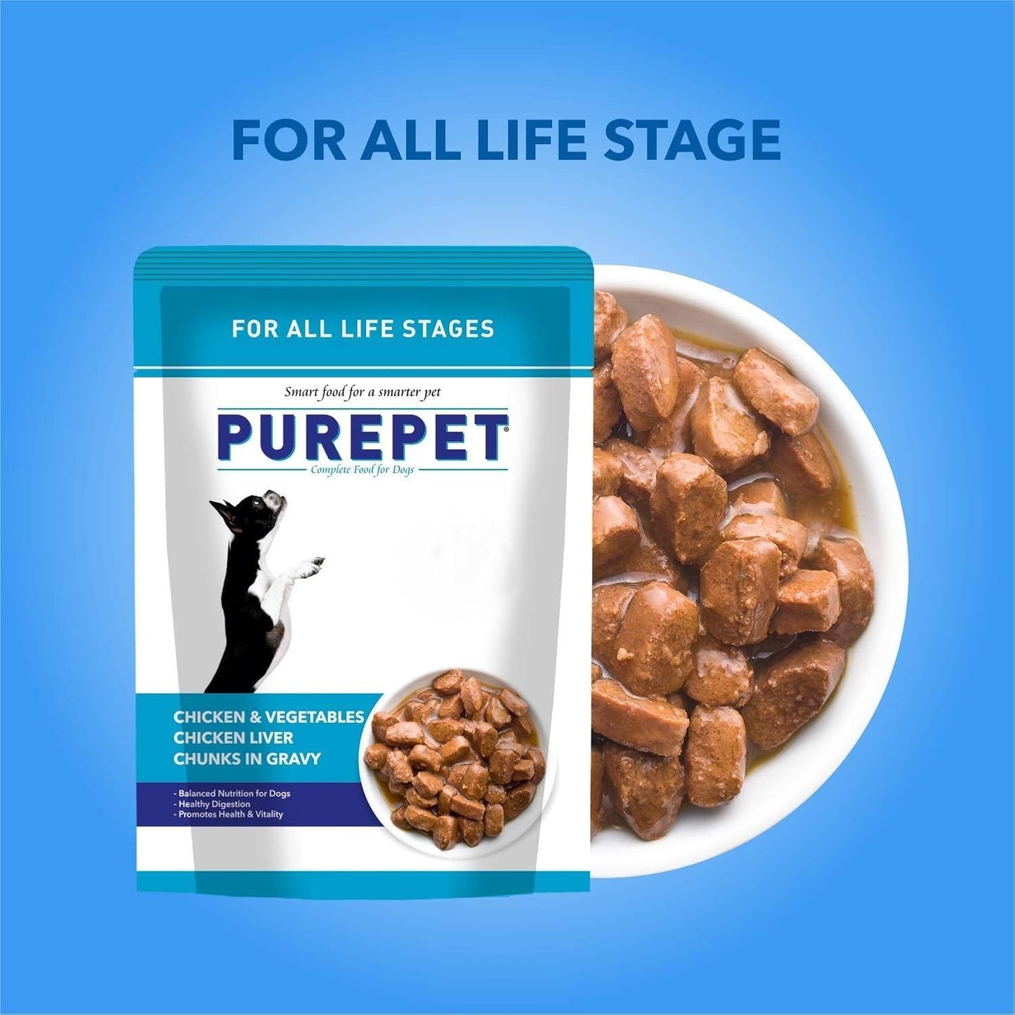 Purepet Wet Gravy Chunks Dog Food, Chicken and Veg Flavour, 70 GMs, 1 Pack