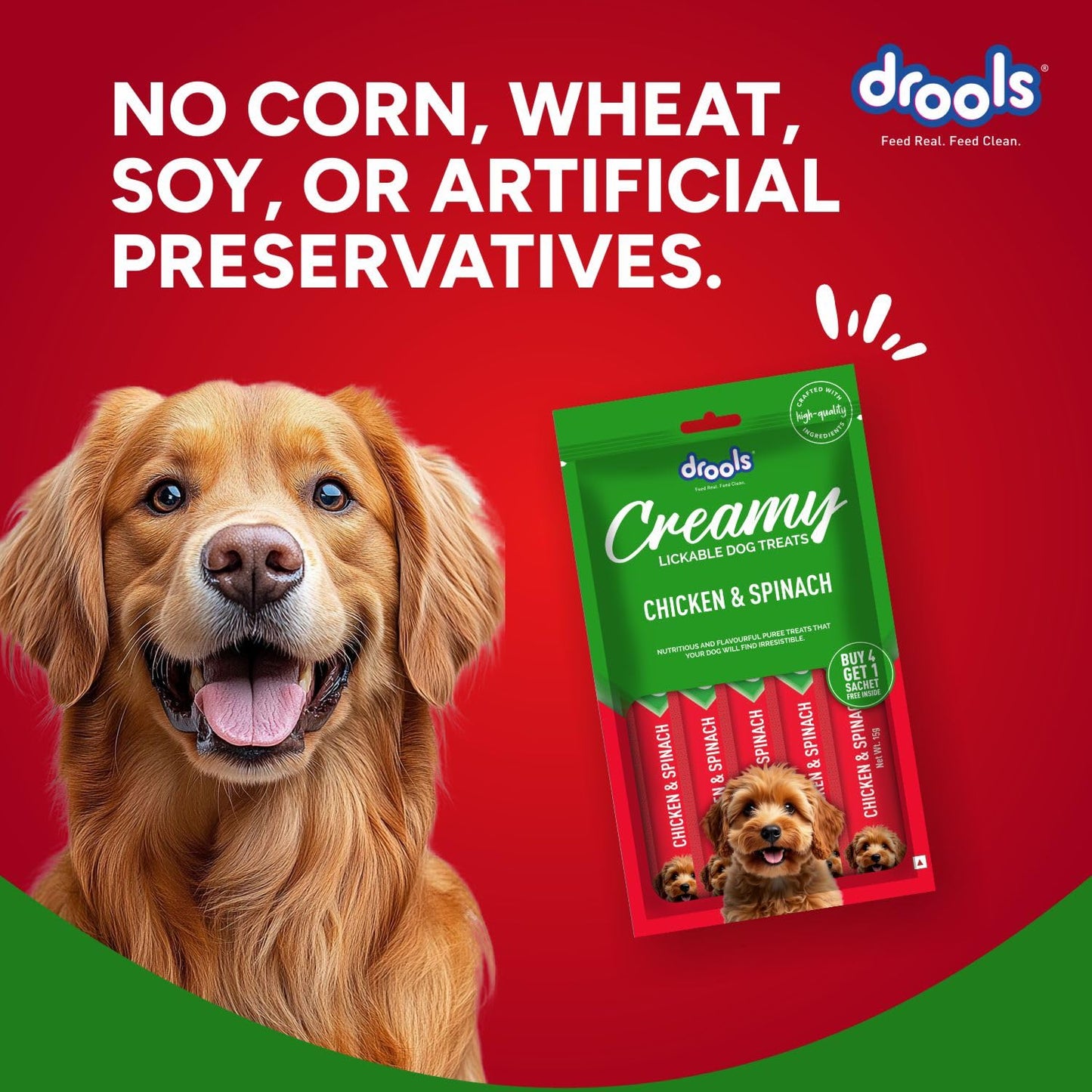 Drools All Stages Dog Treat Chicken Spinach Flavor Creamy 5 Sticks, 75 Gms