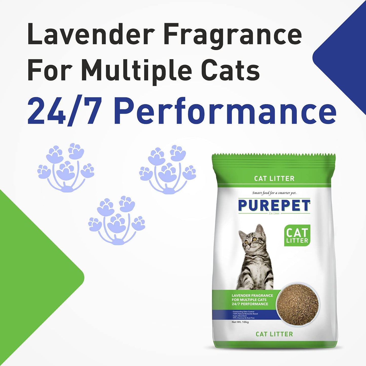 Purepet Cat Litter for All Cat Breed litter, Lavender Fragrance, 5 KG Pack
