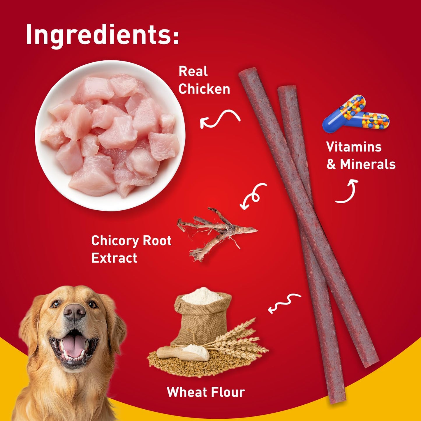 Drools Puppy & Adult Dog Treats, Real Chicken Flavour Sticks, 100 GMs Pack, Rich in Protein